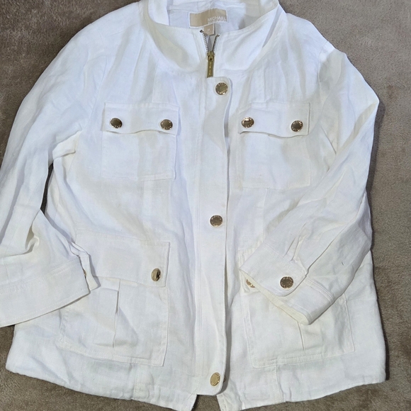 Michael Kors Jackets & Blazers - Michael Kors White Utility Jacket with Gold Buttons